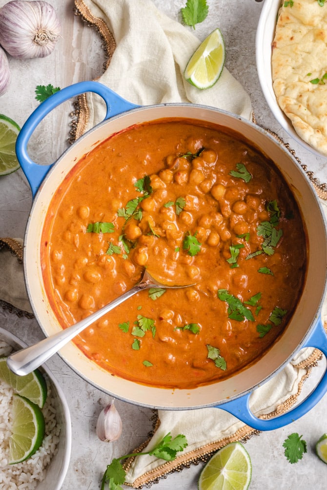 This Easy Chickpea curry is the perfect weeknight dinner: it's quick and easy to make, it comes together in one pot, and it uses staple pantry ingredients so you can make curry any time the craving hits.