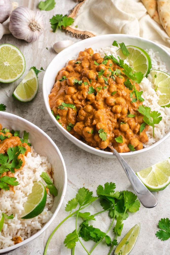 This Easy Chickpea curry is the perfect weeknight dinner: it's quick and easy to make, it comes together in one pot, and it uses staple pantry ingredients so you can make curry any time the craving hits.