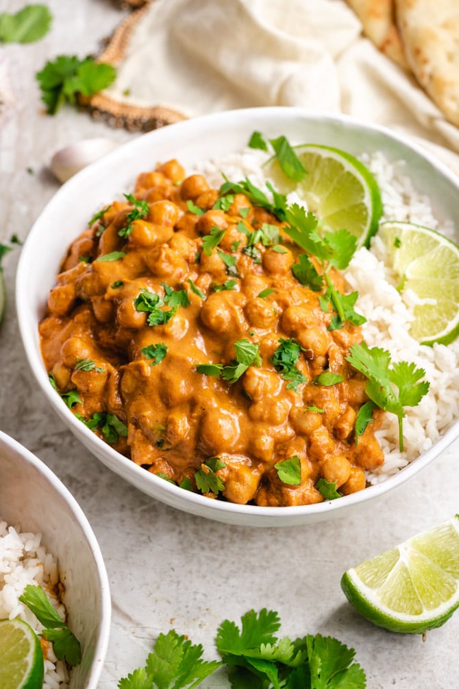 This Easy Chickpea curry is the perfect weeknight dinner: it's quick and easy to make, it comes together in one pot, and it uses staple pantry ingredients so you can make curry any time the craving hits.