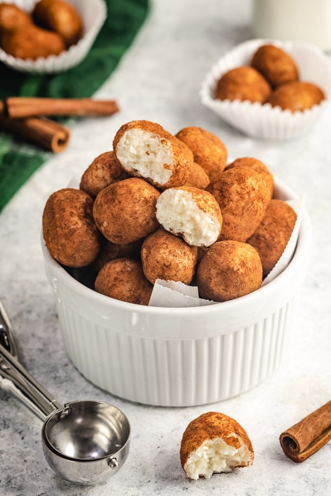 Perhaps the easiest and tastiest St. Patrick's Day treat, Irish Potatoes are a no-cook candy that features cinnamon, coconut, and cream cheese. They're great for making with kids, giving as gifts, or devouring yourself (because let's be honest, you can't eat just one). 