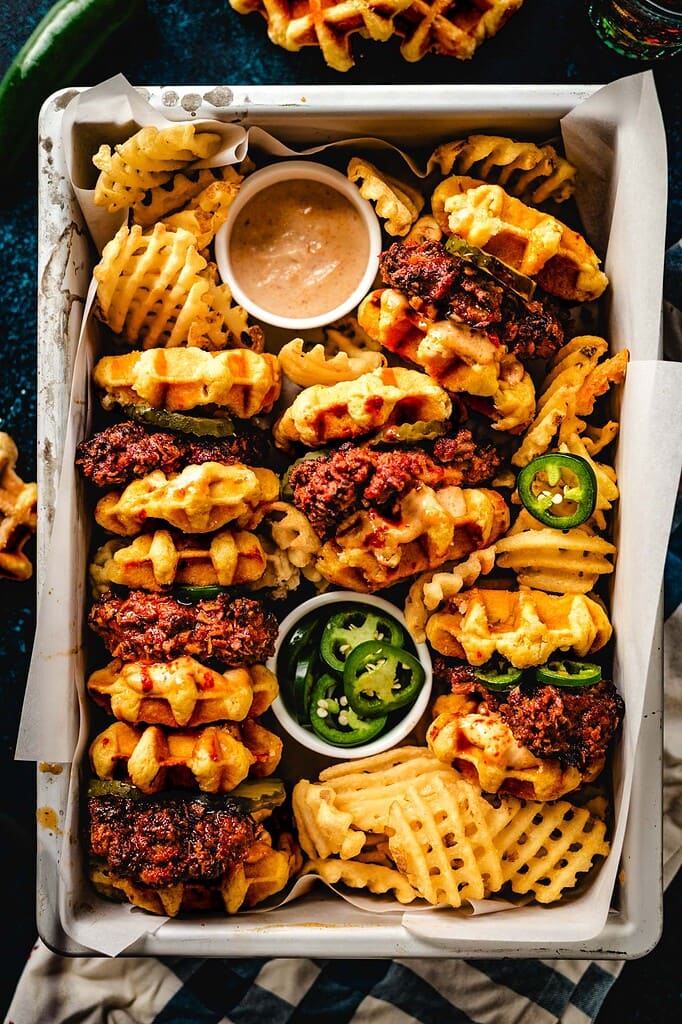 Baked Nashville Hot Chicken & Waffle Sliders